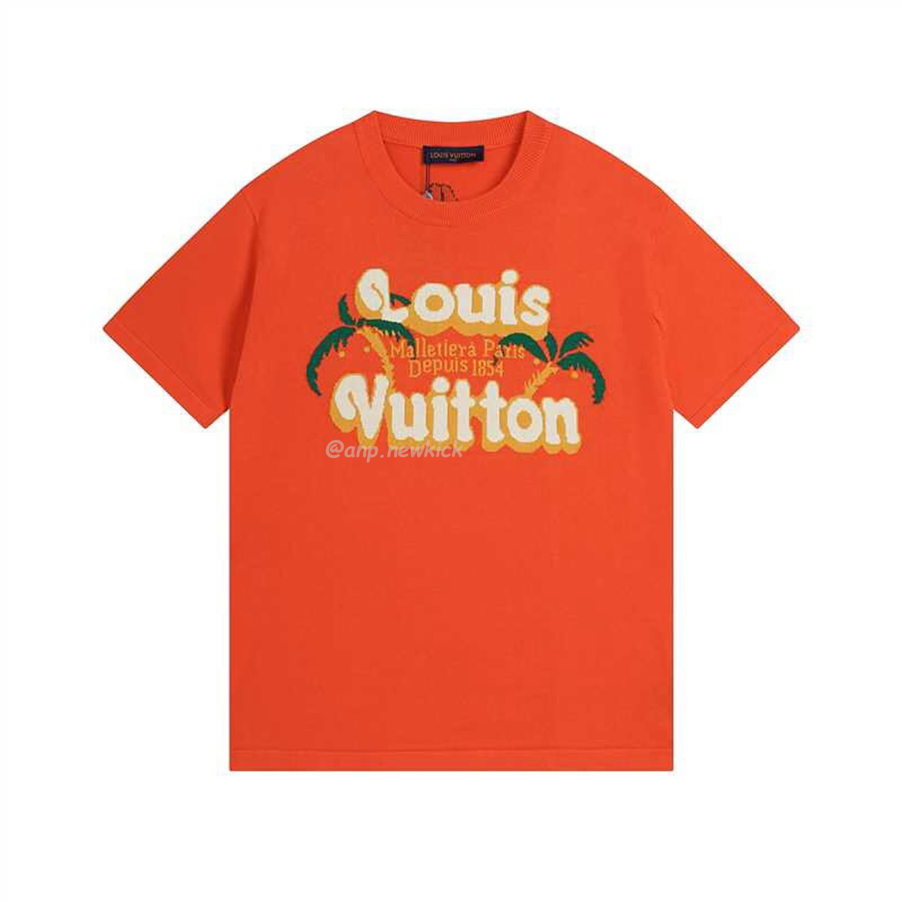 Louis Vuitton Short Sleeved Cotton Crewneck Orange Fw24 (1) - newkick.cc